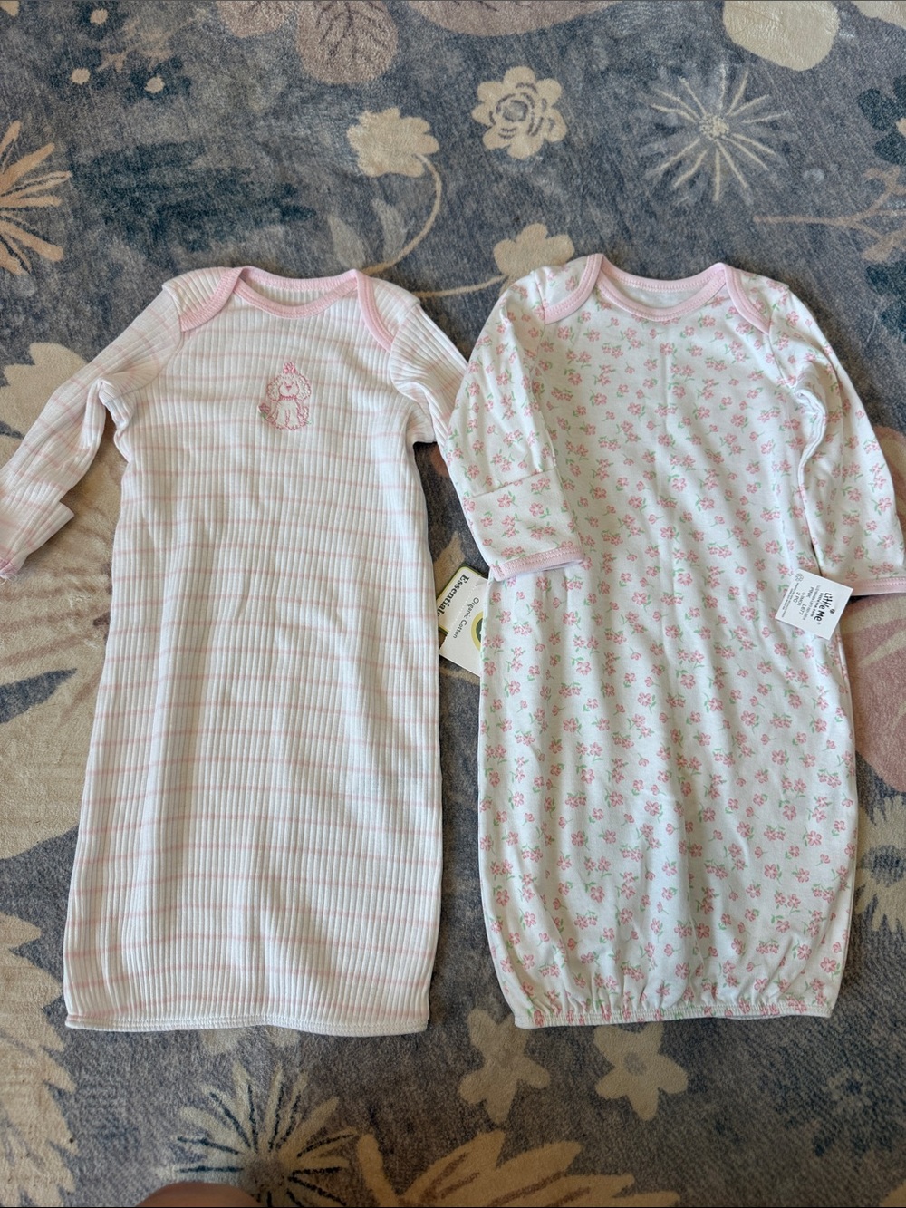 Little Me Pink Floral & Stripe Sleep Gowns - 2-Pack